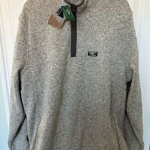 L.L. Bean Heathered Gray NEW 2XL TALL  Snap Closure Sweater Fleece Pullover